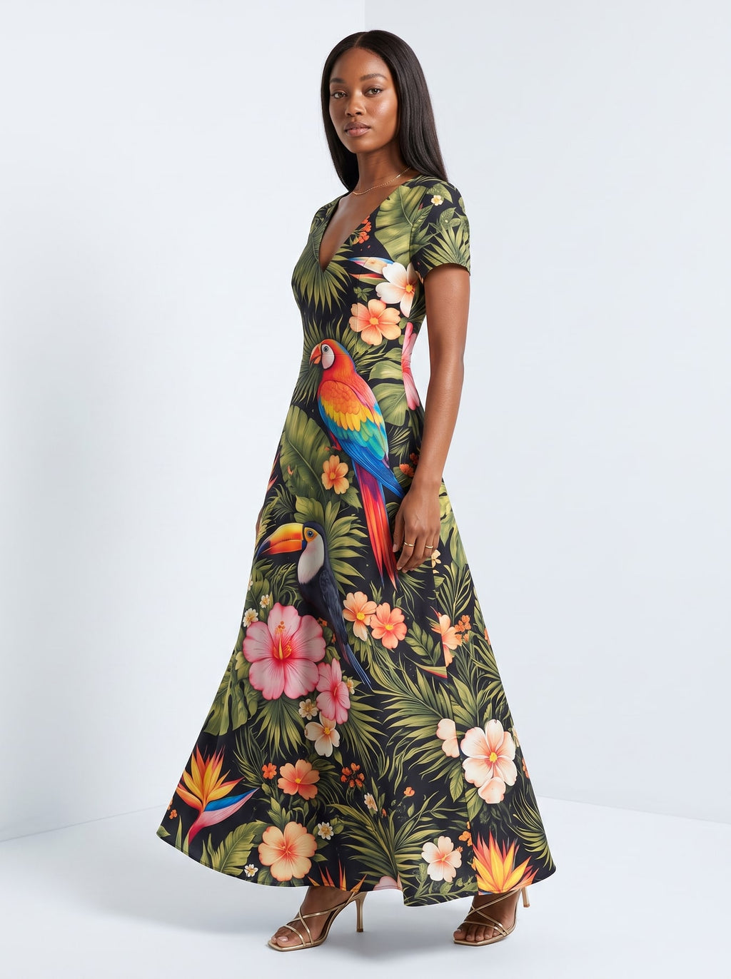 "Kasuku" Short Sleeve Maxi Dress