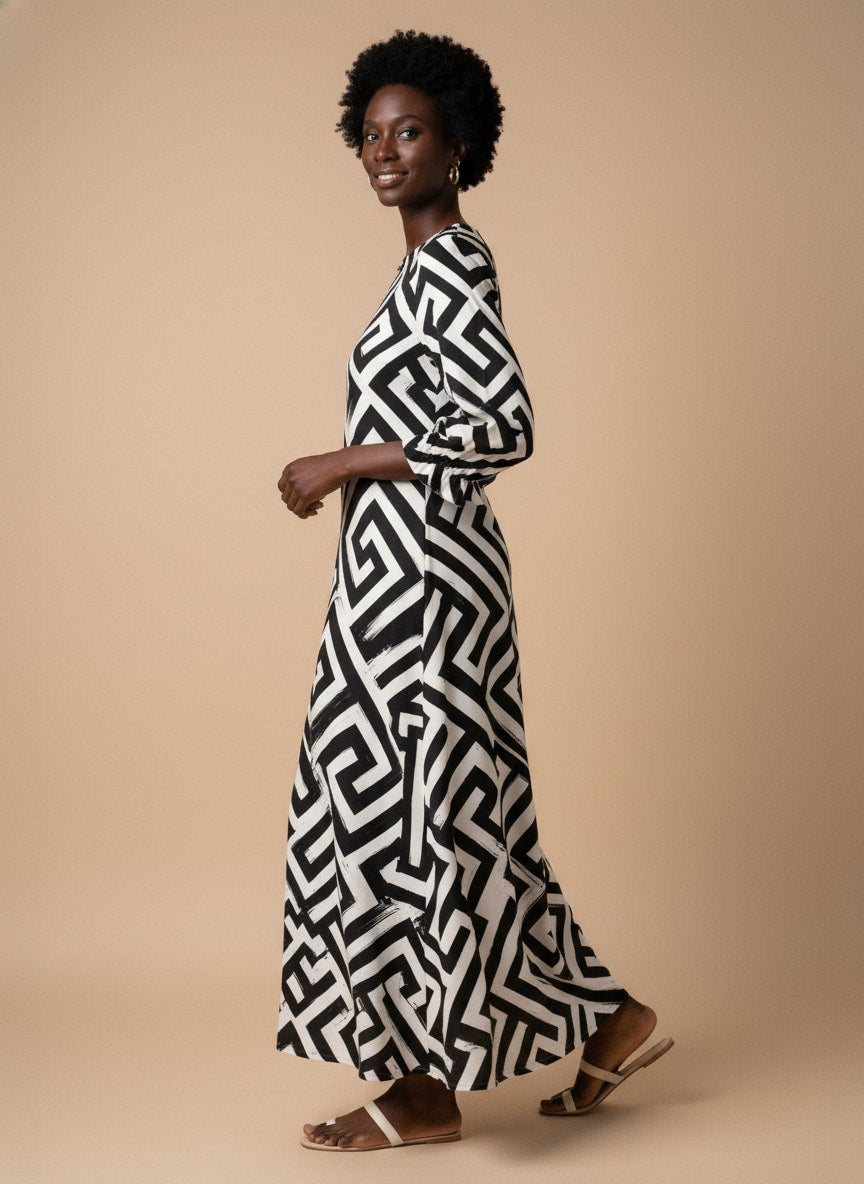 "Zamu" Long Sleeve Maxi Dress