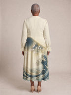 "Wimbi" Long Puff Sleeve Dress — back view on model