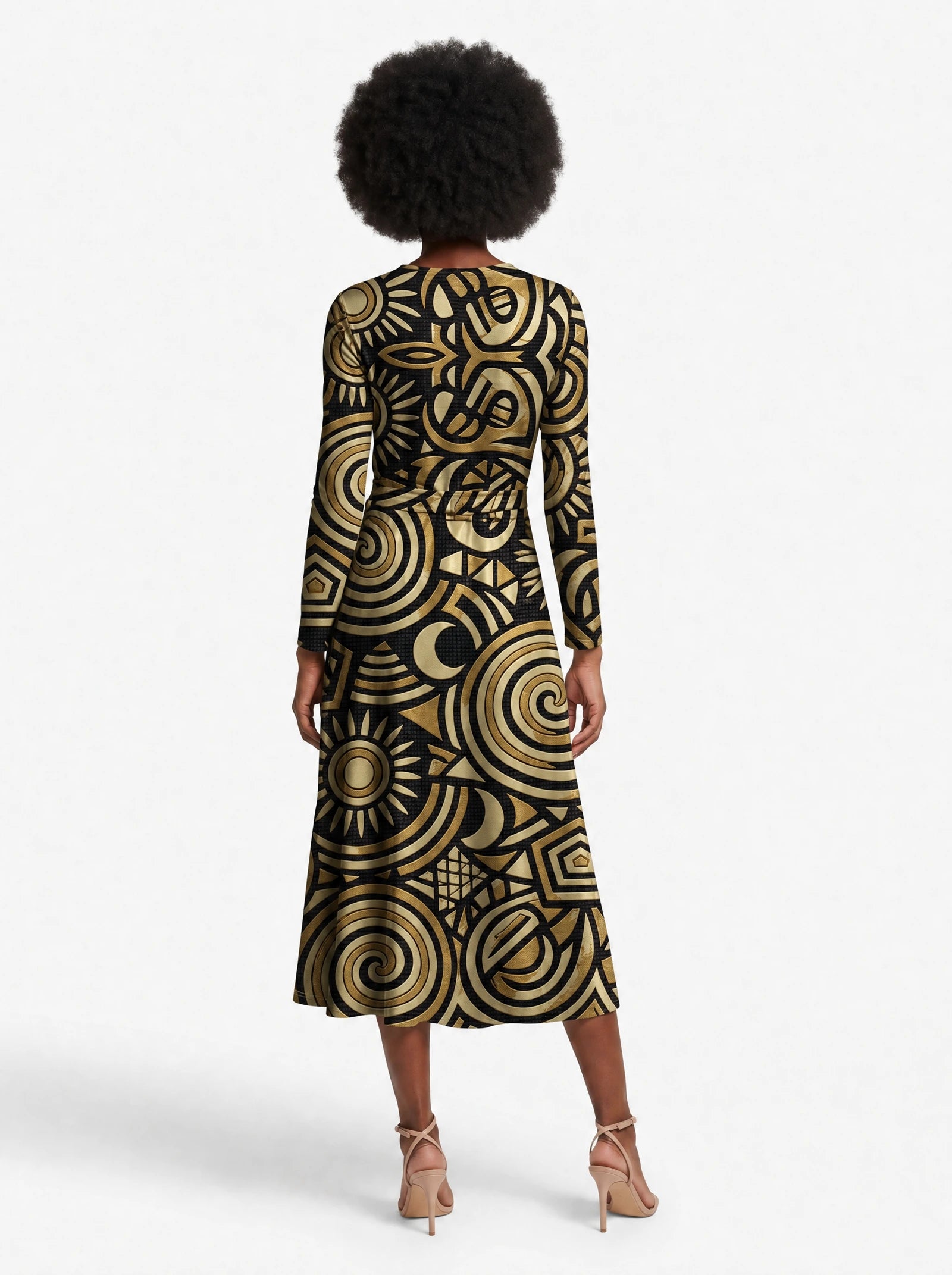 "Sahara" Viscose Midi Dress — back view on model