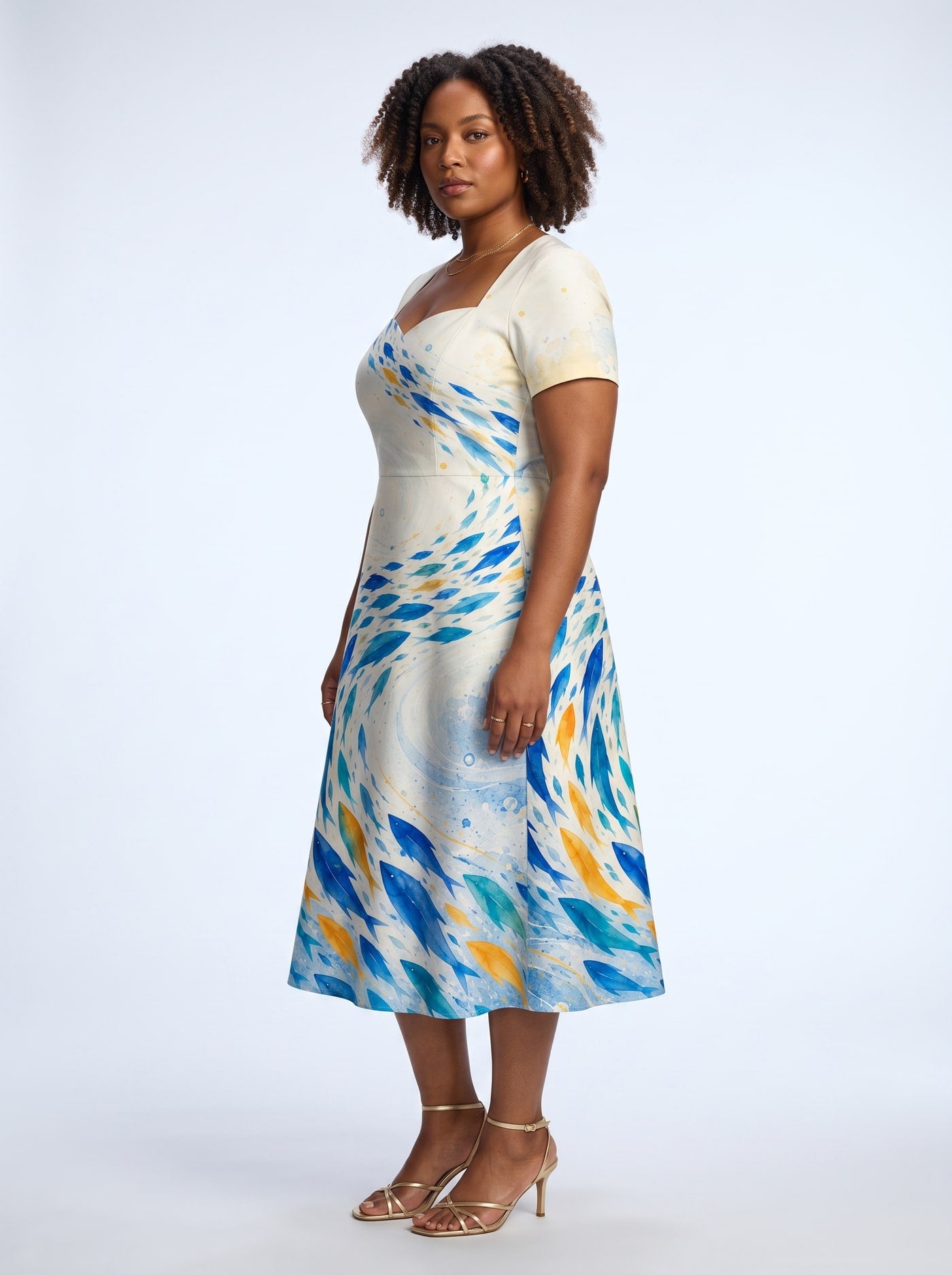 "Samaki" Sweetheart Midi Dress