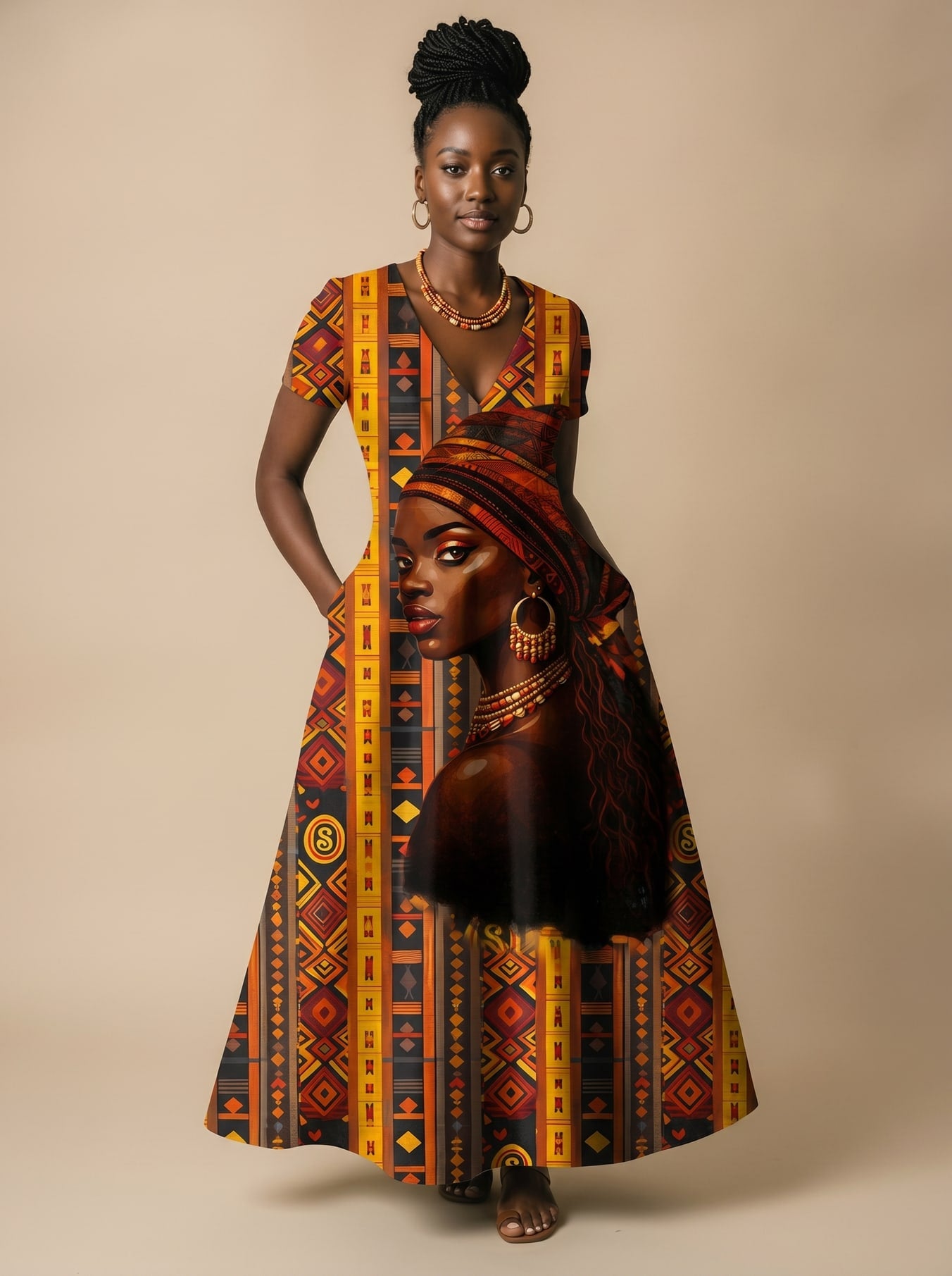 "Melanin Radiance" Short Sleeve Maxi Dress