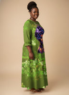Green Orchid Long Sleeve Maxi Dress