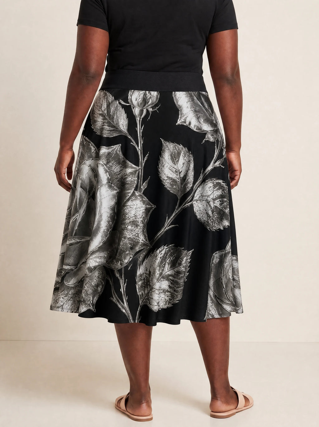 "Usiku" Twirl Skirt — back view on model