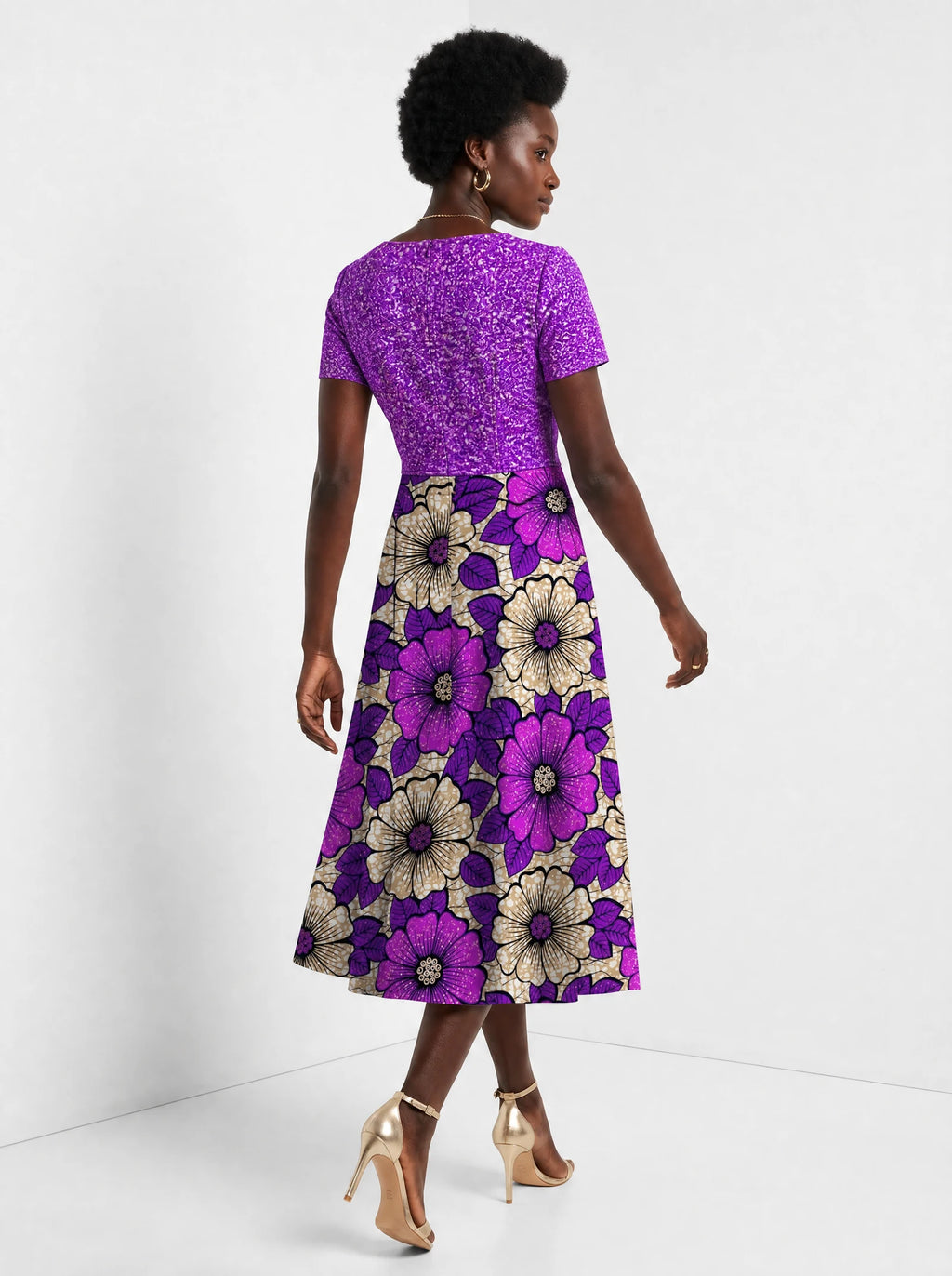 "Shani" Sweetheart Midi Dress — back view on model