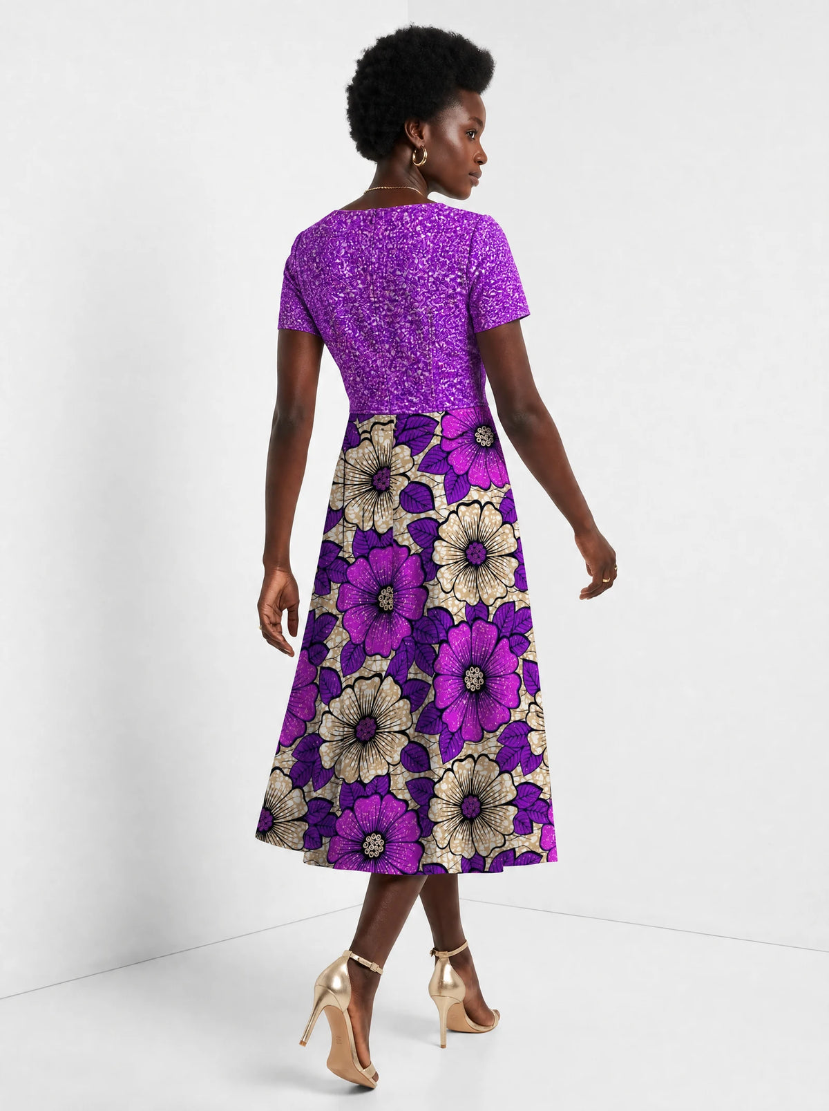 "Shani" Sweetheart Midi Dress — back view on model