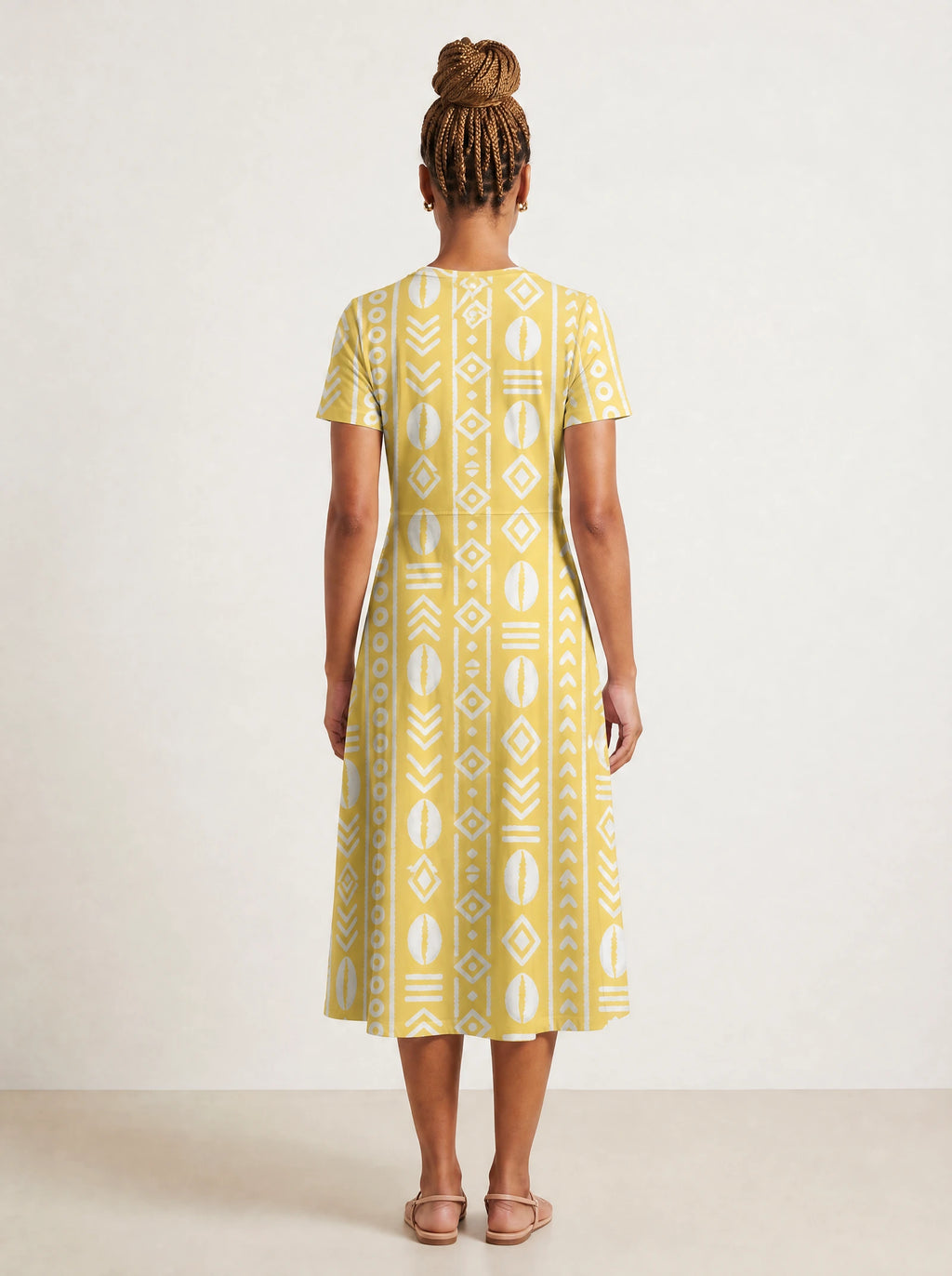 "Oshun Dhahabu" V Neck Midi Dress