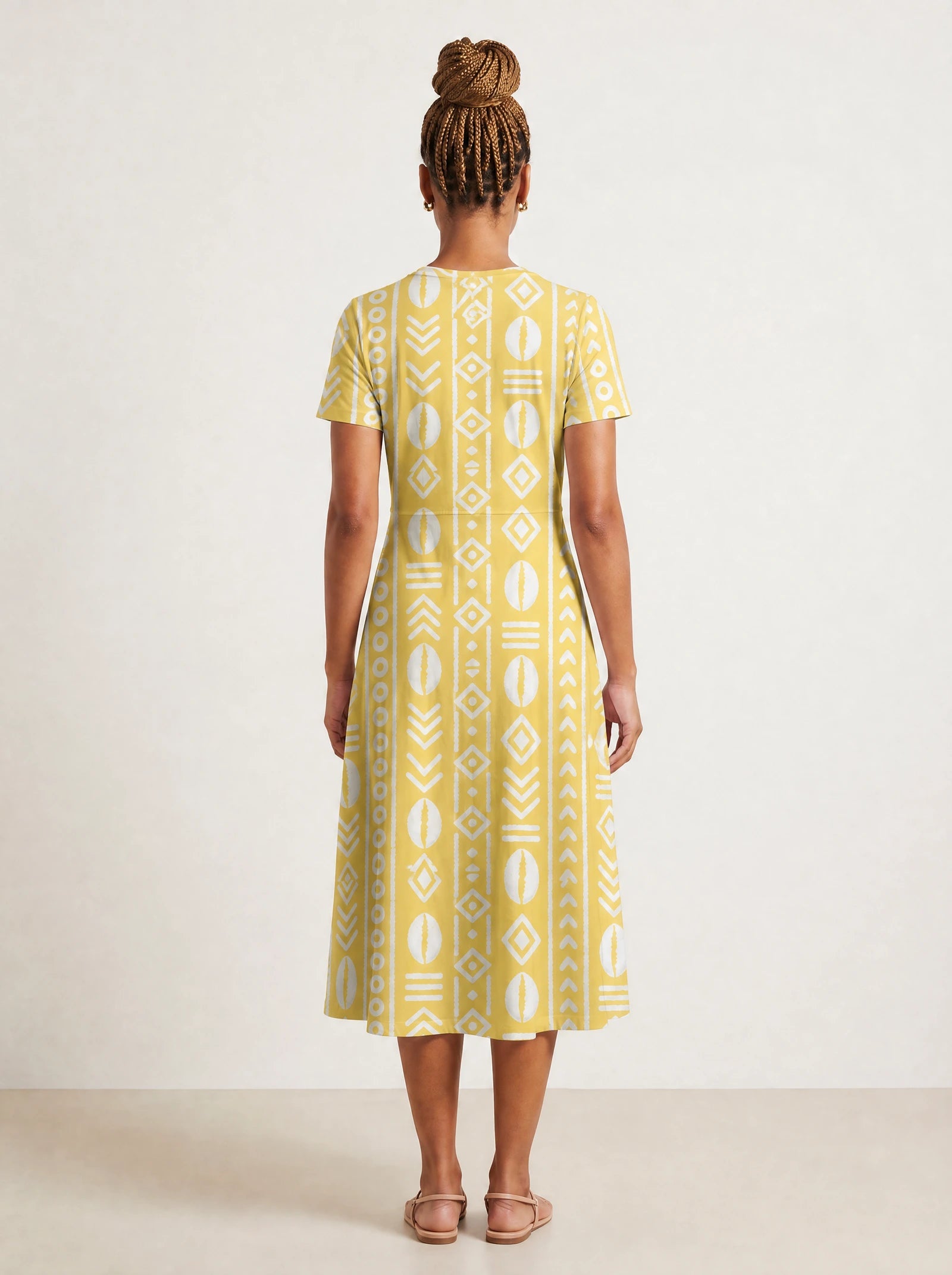 "Oshun Dhahabu" V Neck Midi Dress