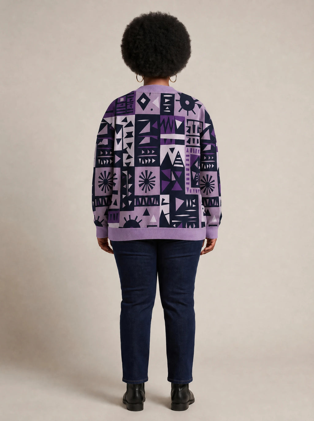 "Lavenda" Knitted Cardigan — back view on model