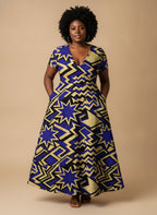 Royal Blue Sheba Short Sleeve Maxi Dress Promo