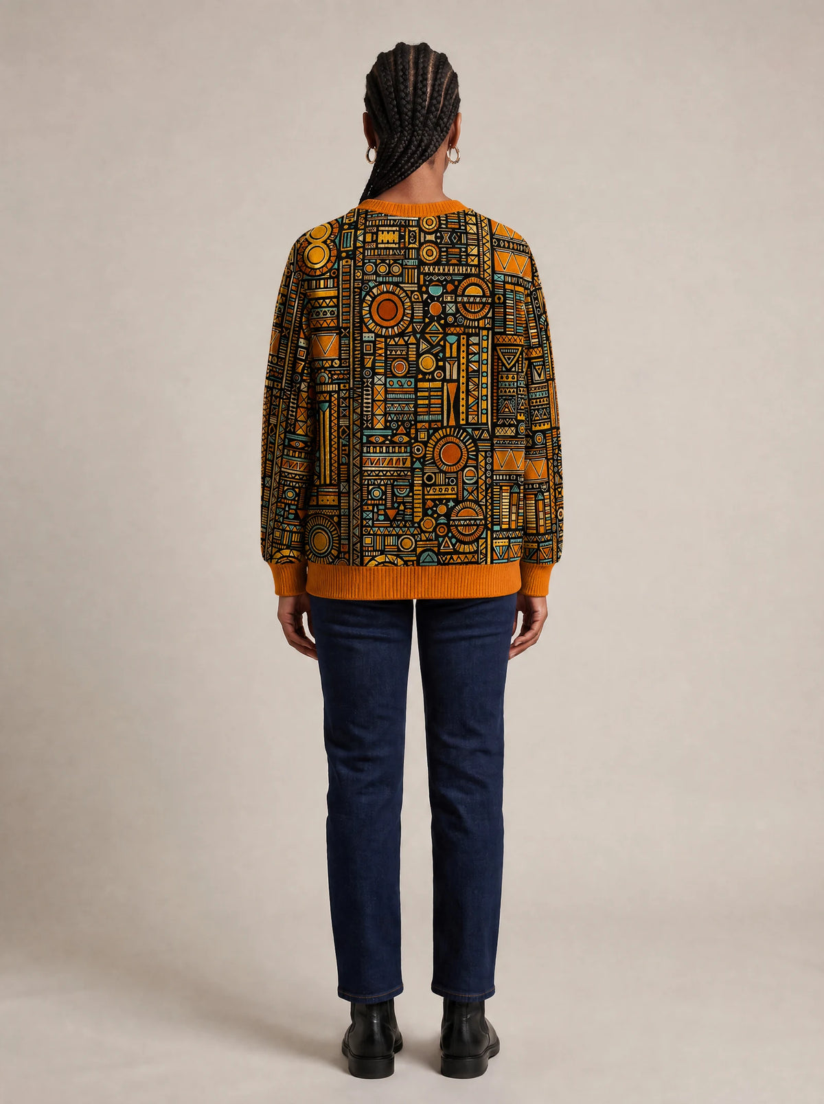 "Afrocentric Pattern" Sweatshirt — back view on model