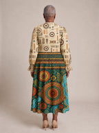 "Mto" Long Puff Sleeve Dress — back view on model