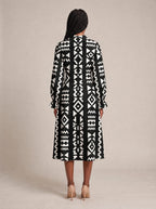 "Kuba" Long Puff Sleeve Dress — back view on model