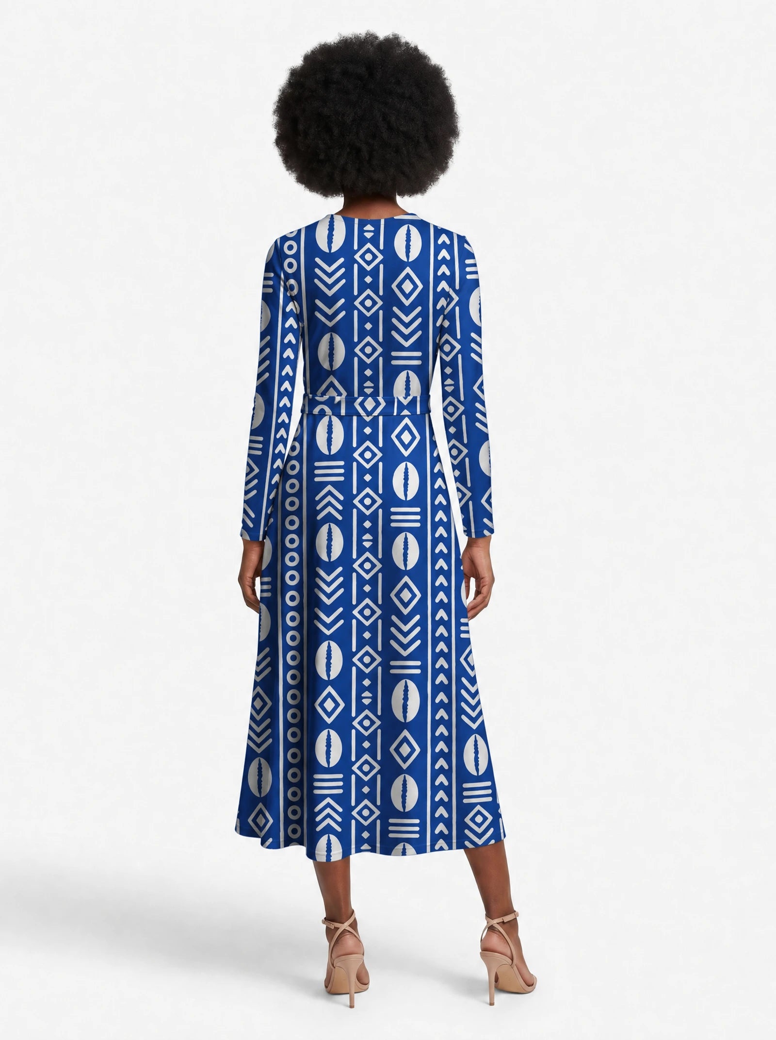 "Oshun" Viscose Midi Dress — back view on model