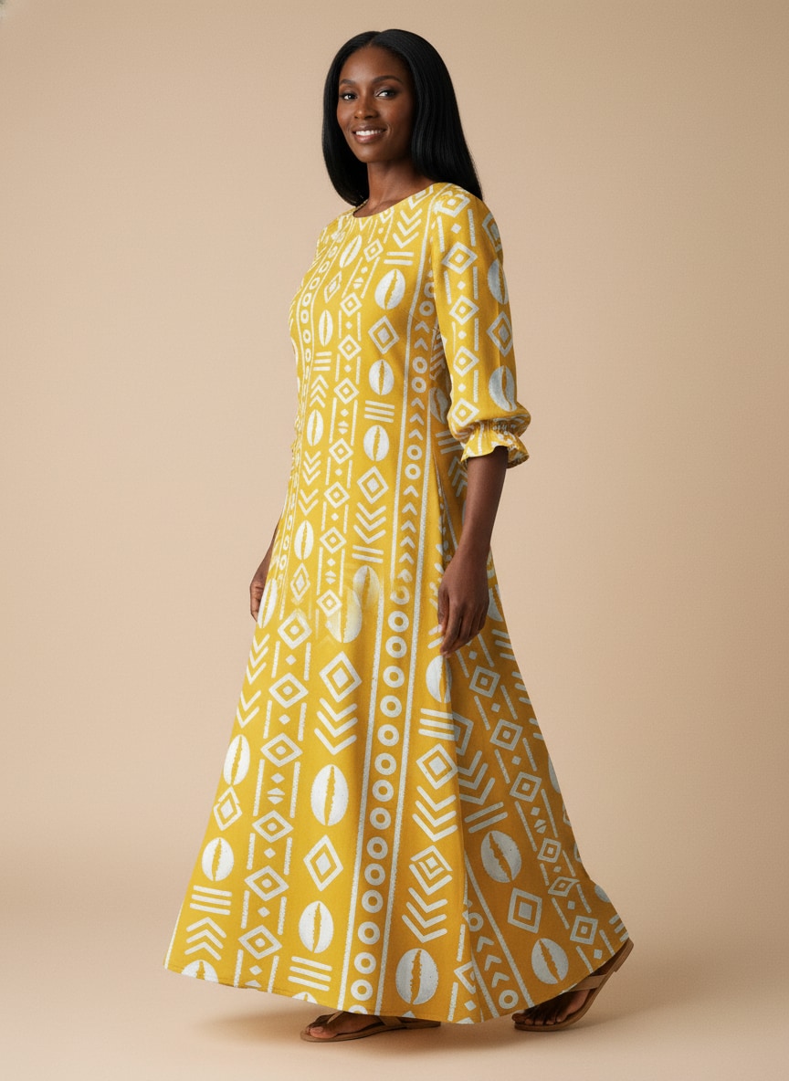 "Oshun Dhahabu" Long Sleeve Maxi Dress