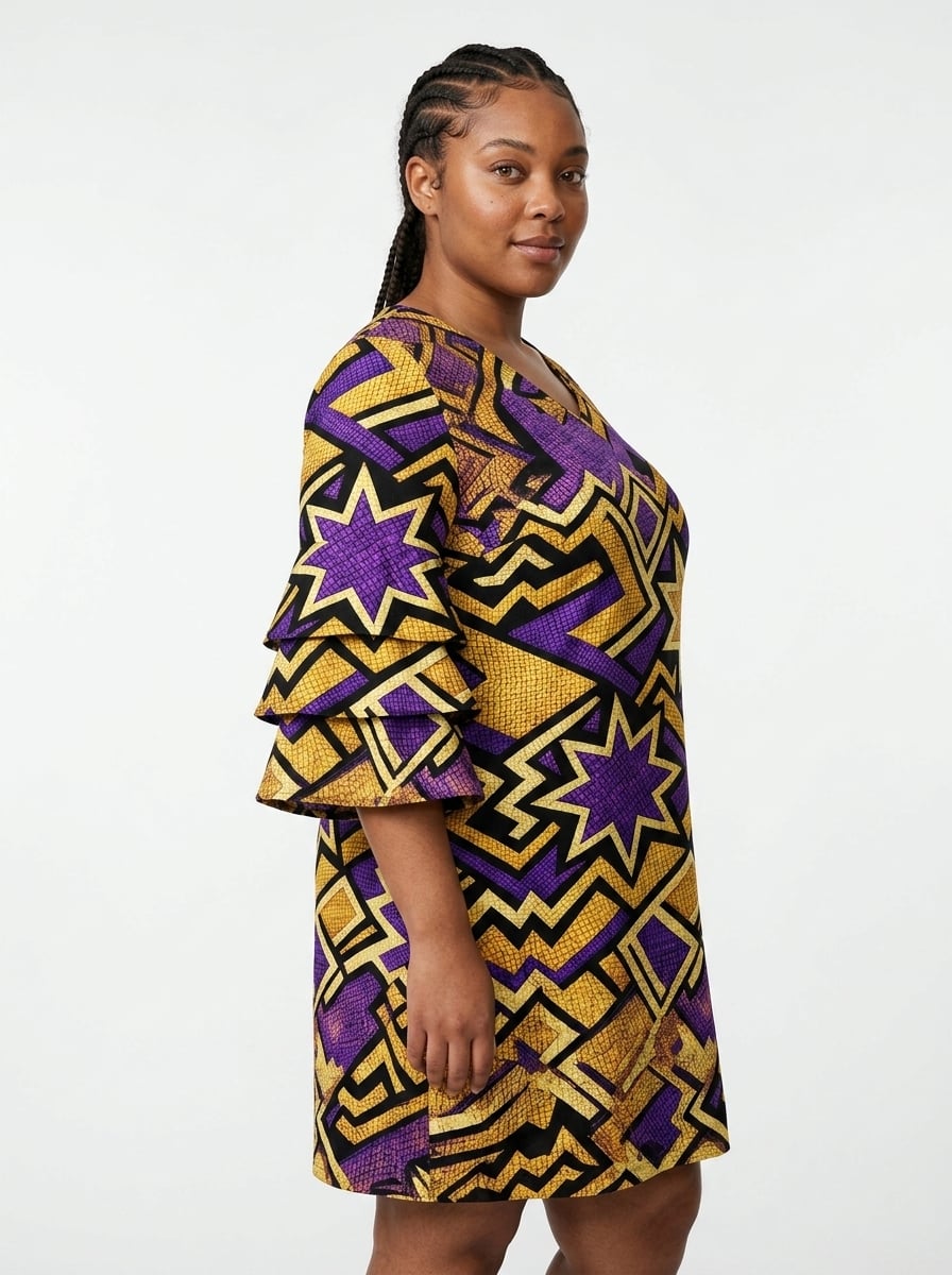Sheba Stacked Ruffle Sleeve Dress