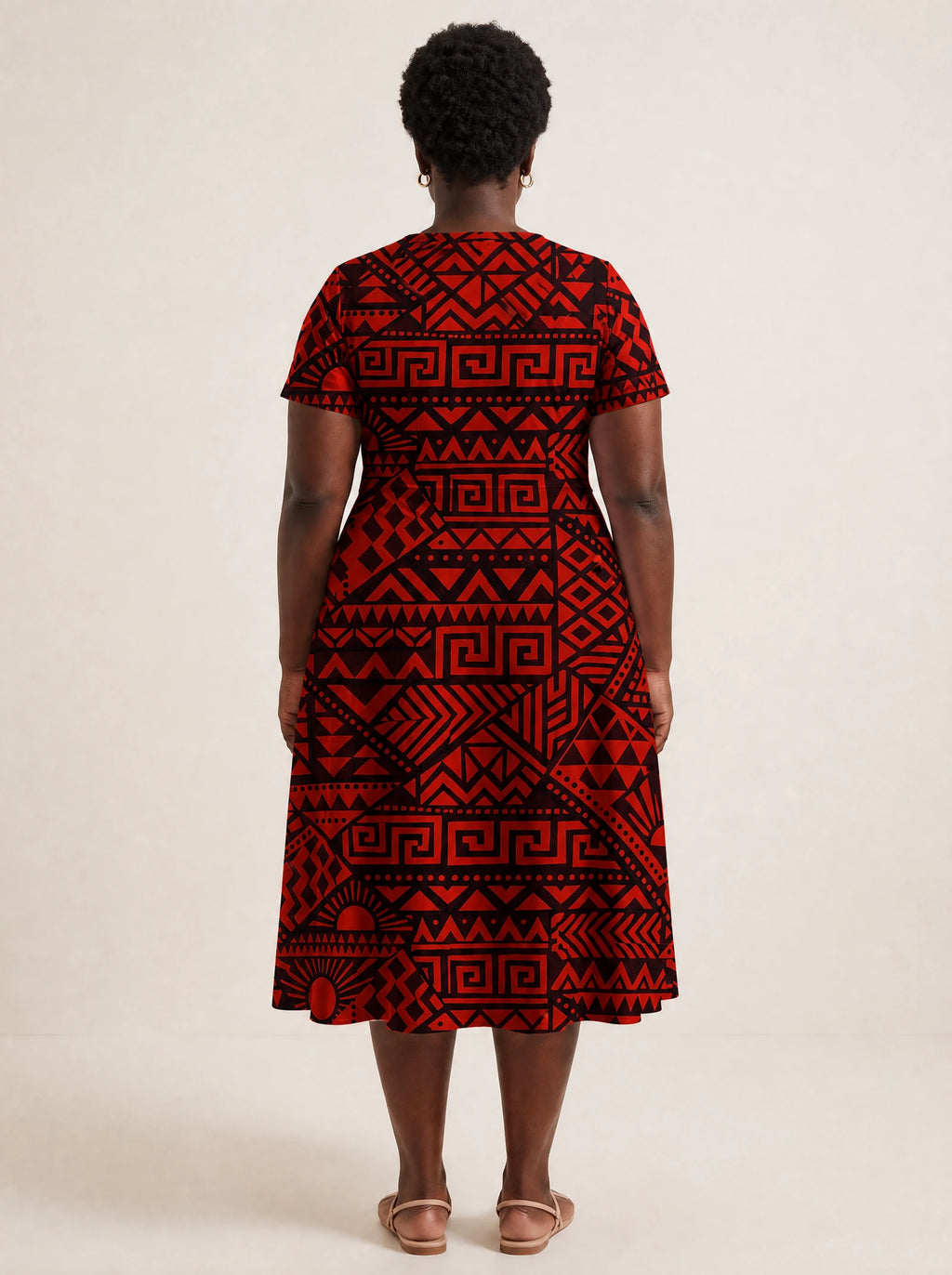 "Shaka Burgundy" V Neck Midi Dress