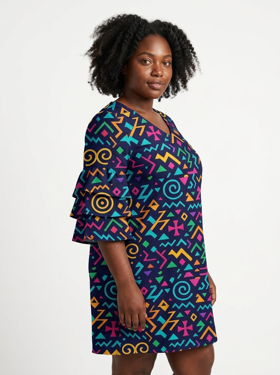 Ubuntu Stacked Ruffle Sleeve Dress
