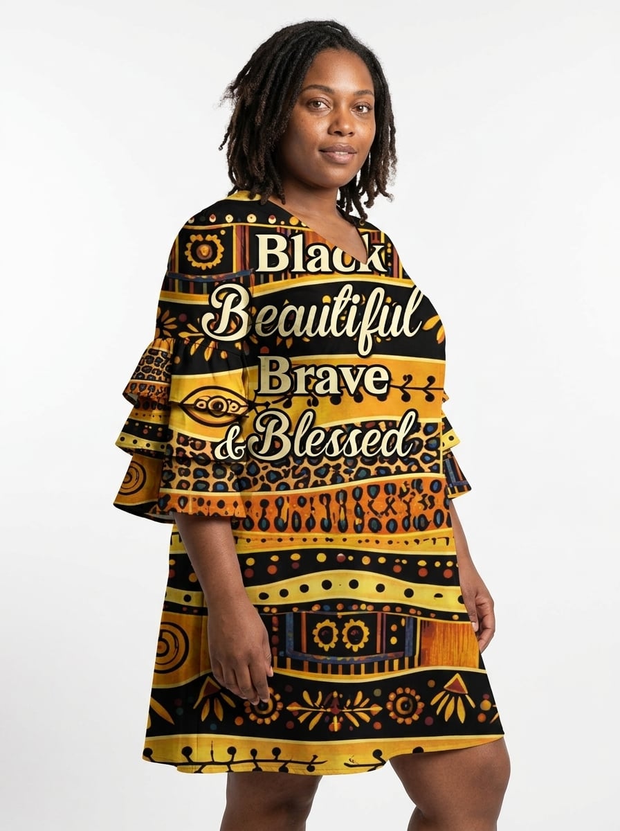 Baraka Stacked Ruffle Sleeve Dress