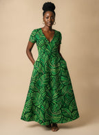 "Asili" Emerald Short Sleeve Maxi Dress