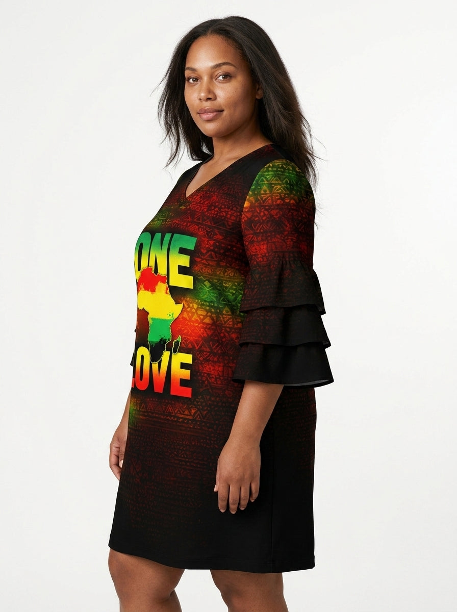 One Love Stacked Ruffle Sleeve Dress