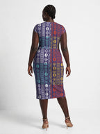 "Oshun Zamani" Cap Sleeve Midi Dress — back view on model