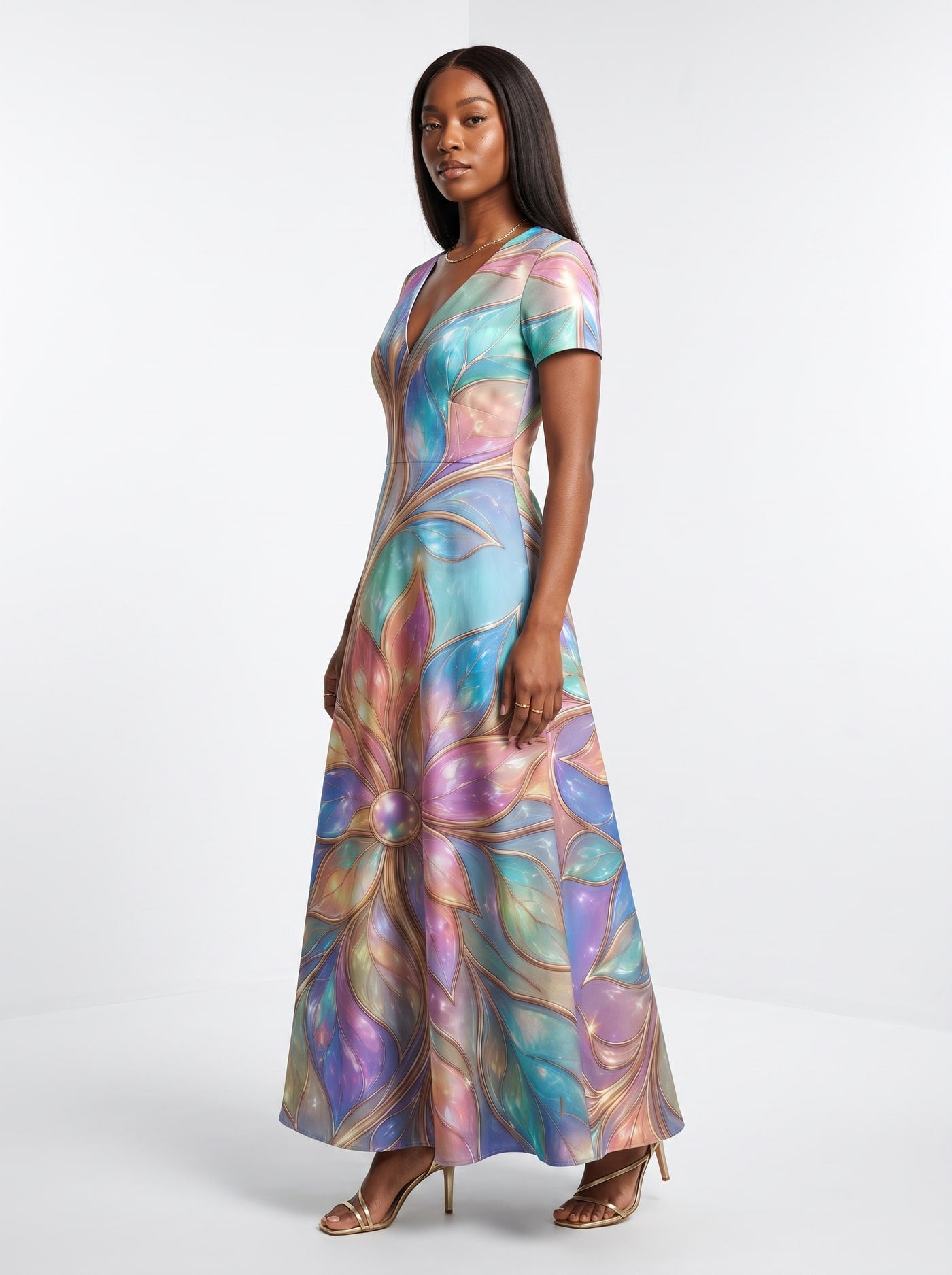 "Almasi" Short Sleeve Maxi Dress