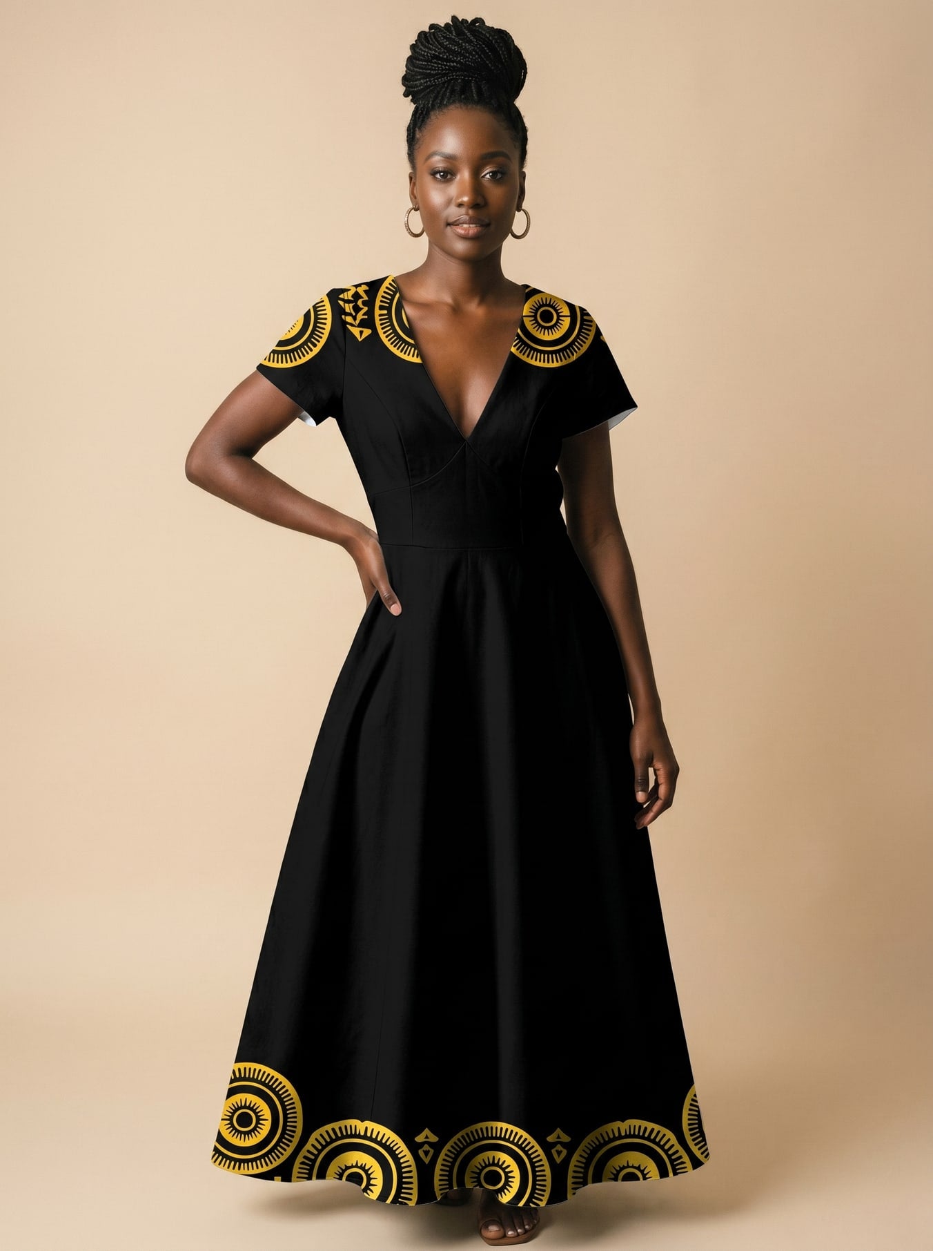 "Mamafo" Short Sleeve Maxi Dress