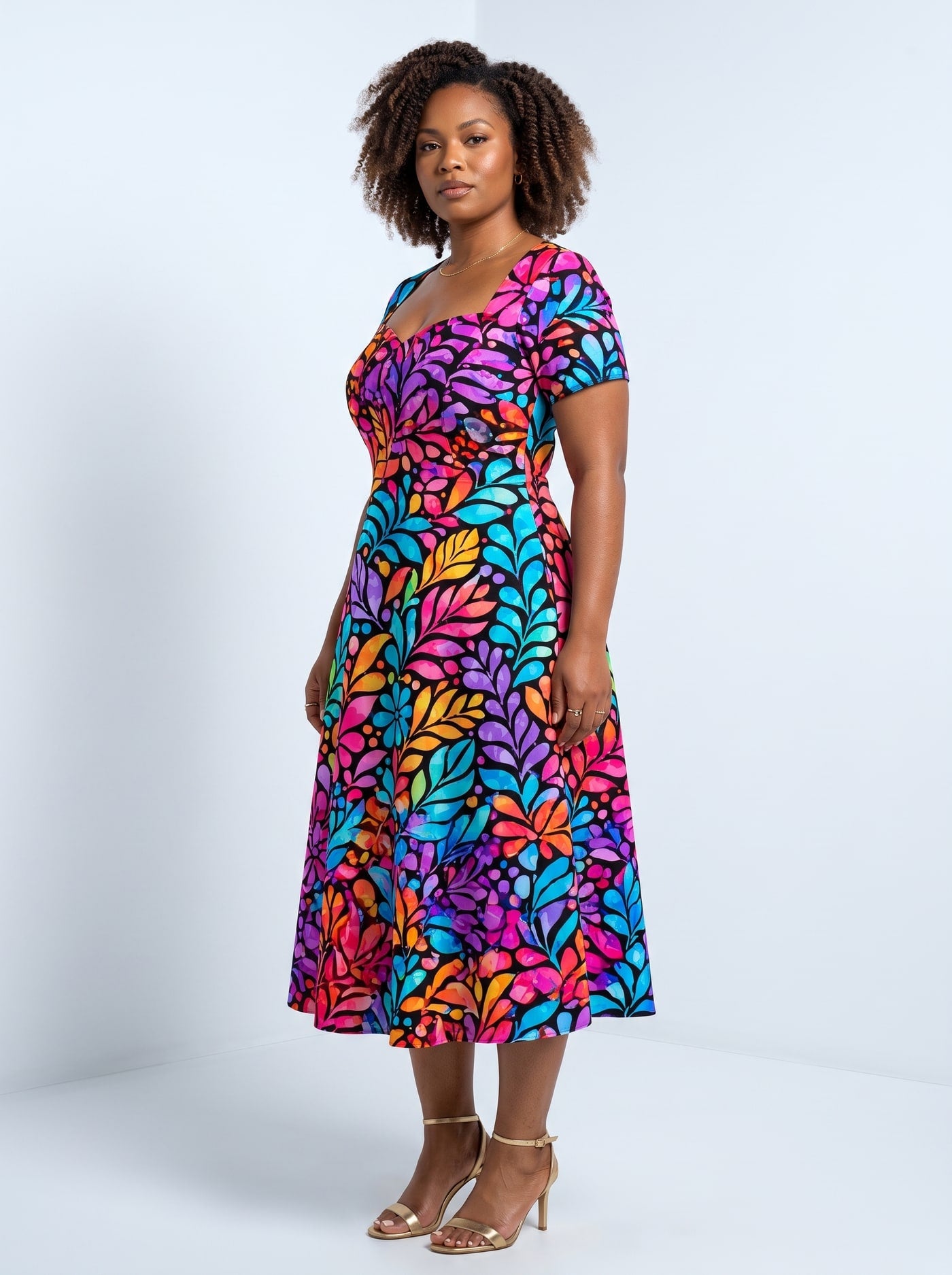 "Rangi" Sweetheart Midi Dress