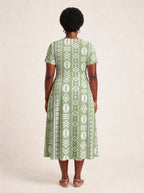 "Oshun Verde" V Neck Midi Dress