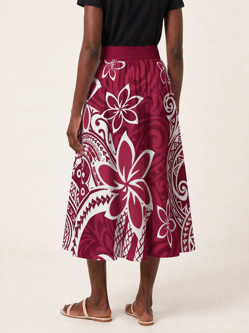 "Lehua" Twirl Skirt — back view on model