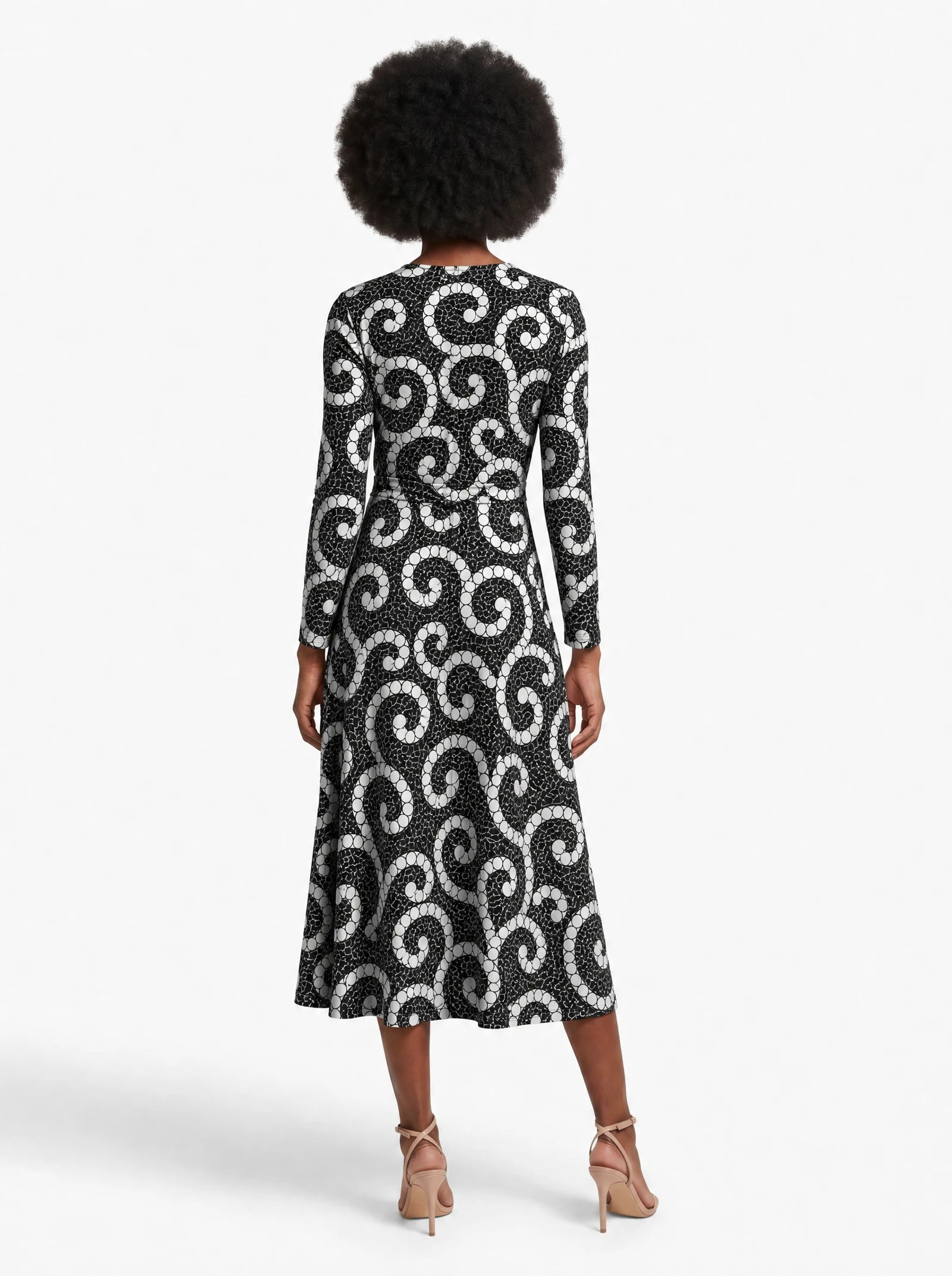 "Duara" Viscose Midi Dress — back view on model