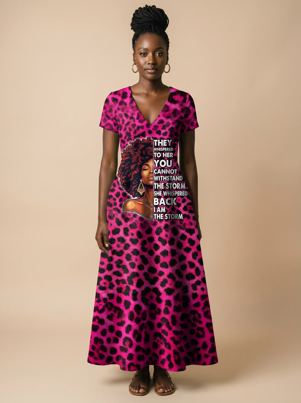"Unstoppable" Pink Leopard" Short Sleeve Maxi Dress