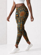 Afrocentric Pattern Leggings — side view on model