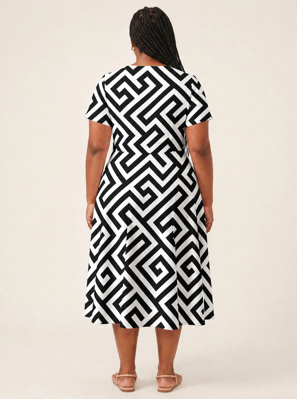 "Zamu" V Neck Midi Dress