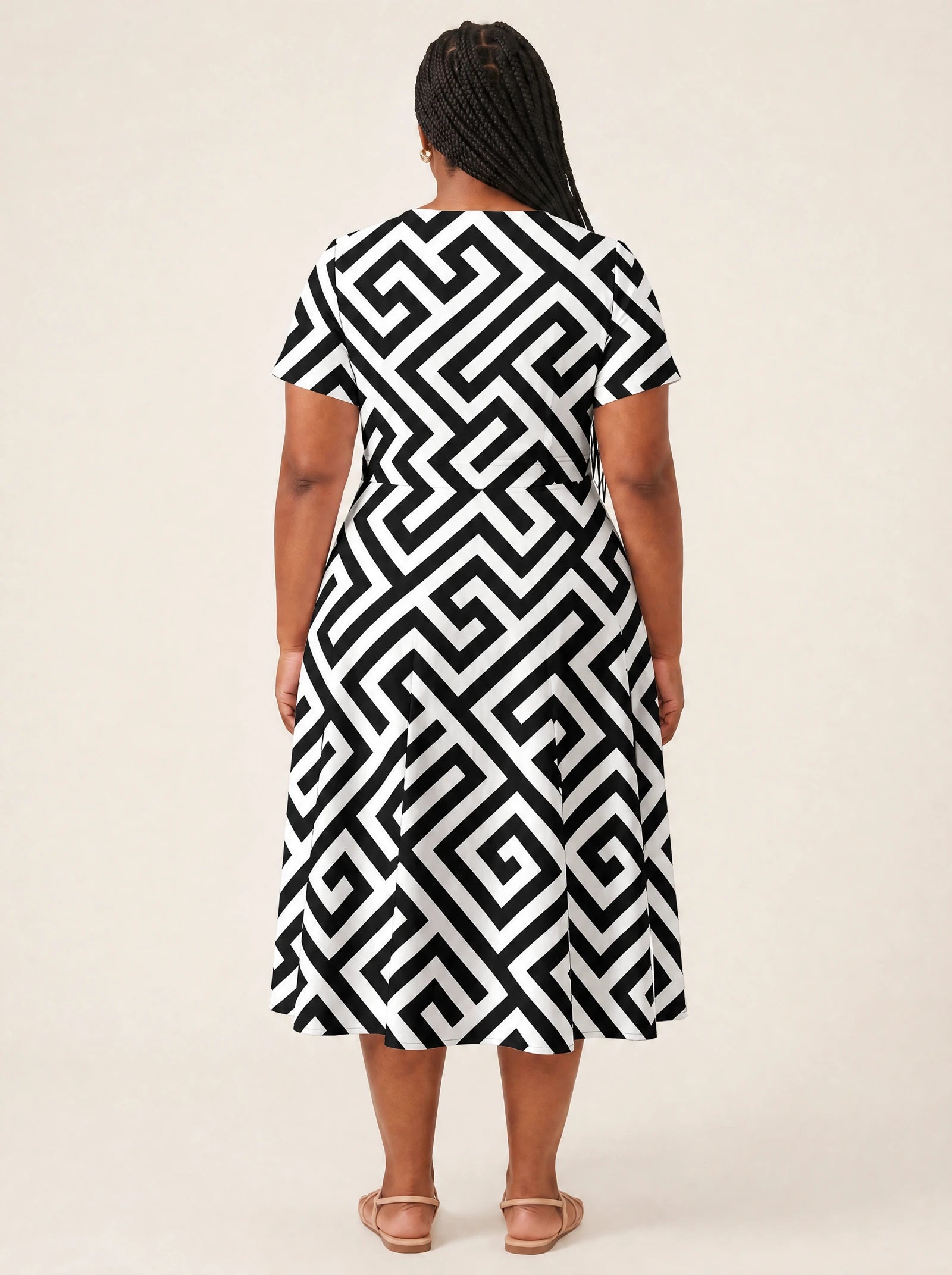 "Zamu" V Neck Midi Dress