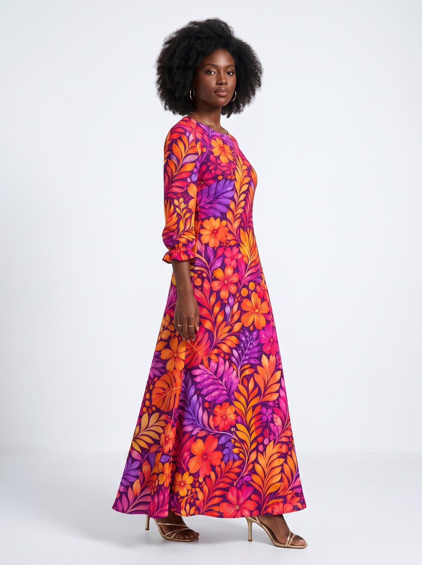 "Waridi" Long Sleeve Maxi Dress