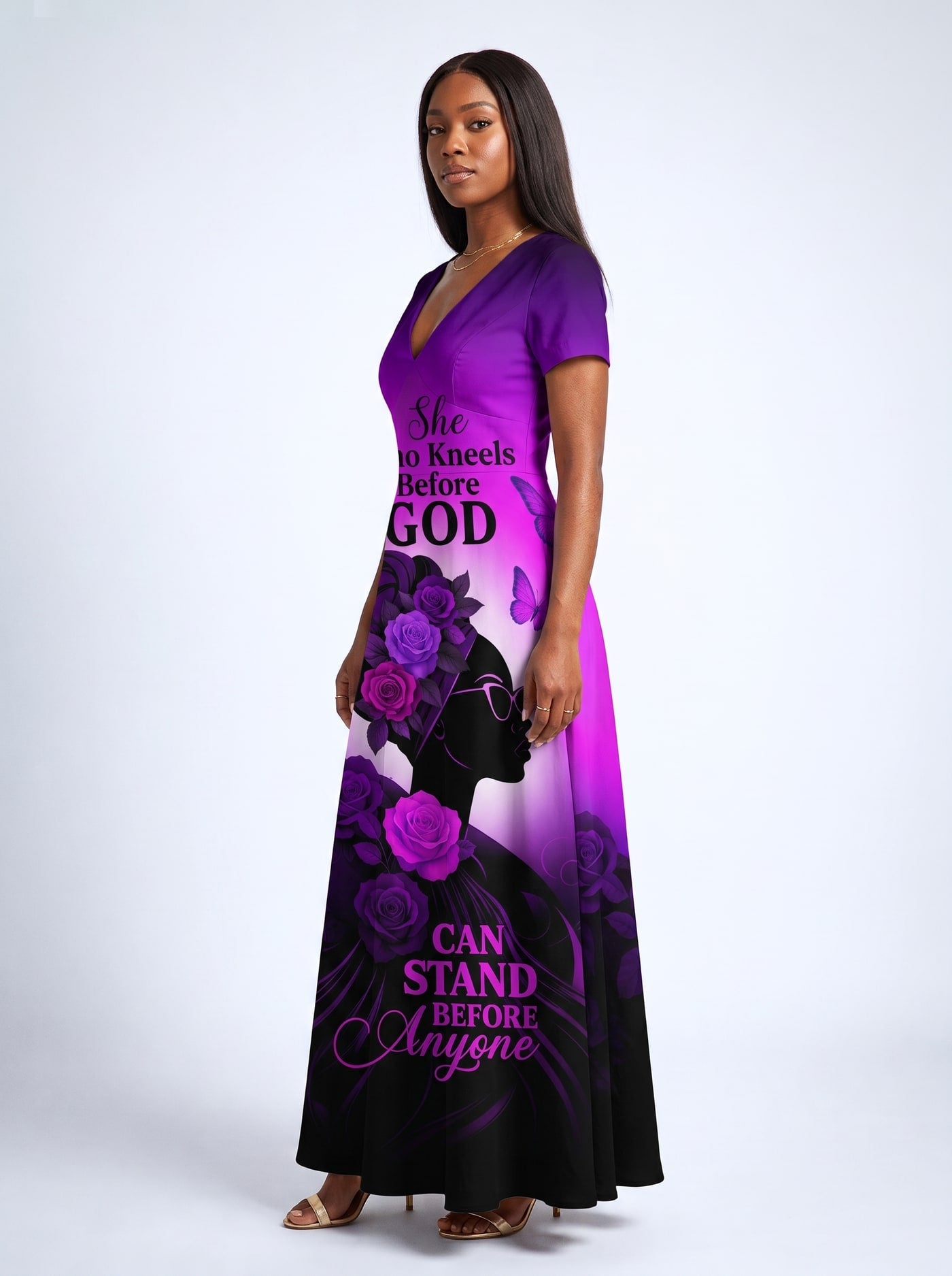 "Selah" Purple Short Sleeve Maxi Dress