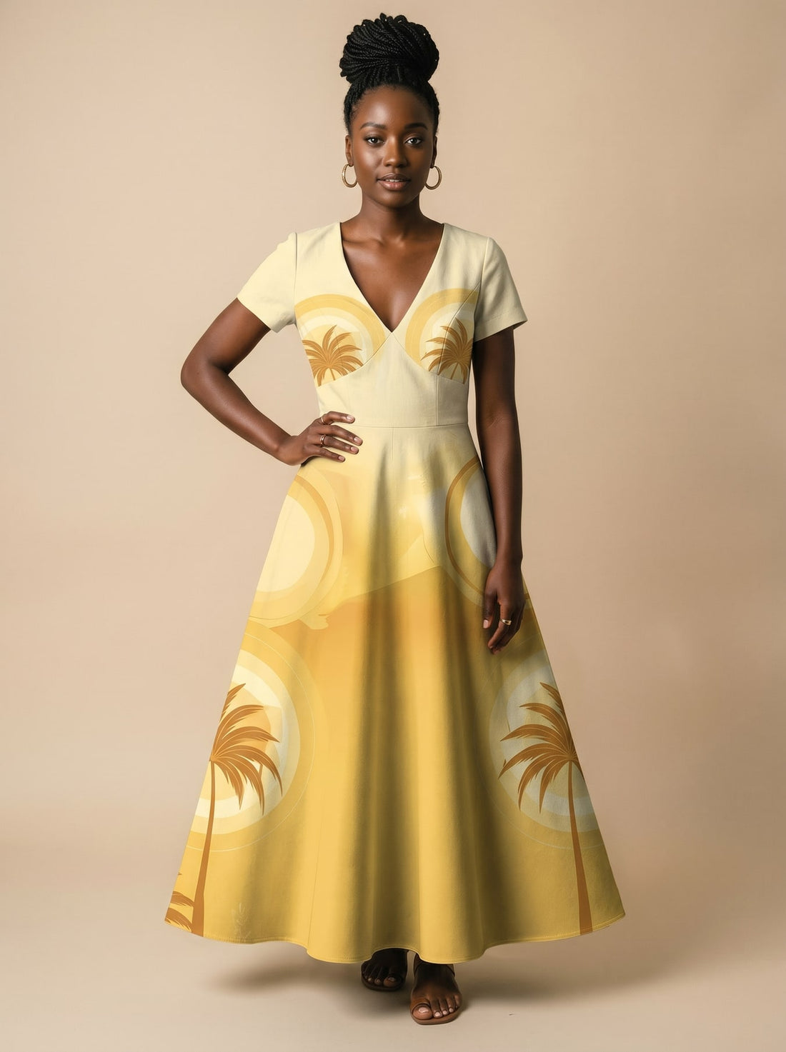 Ancestral Flame Short Sleeve Maxi Dress