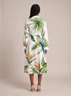 "Ndege" Long Puff Sleeve Dress — back view on model