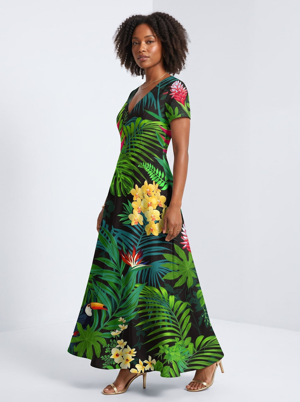 "Kitropiki" Short Sleeve Maxi Dress