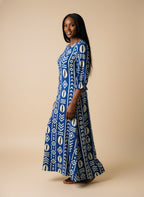 "Oshun" Royal Blue Long Sleeve Maxi Dress