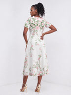 "Chanua" Sweetheart Midi Dress — back view on model