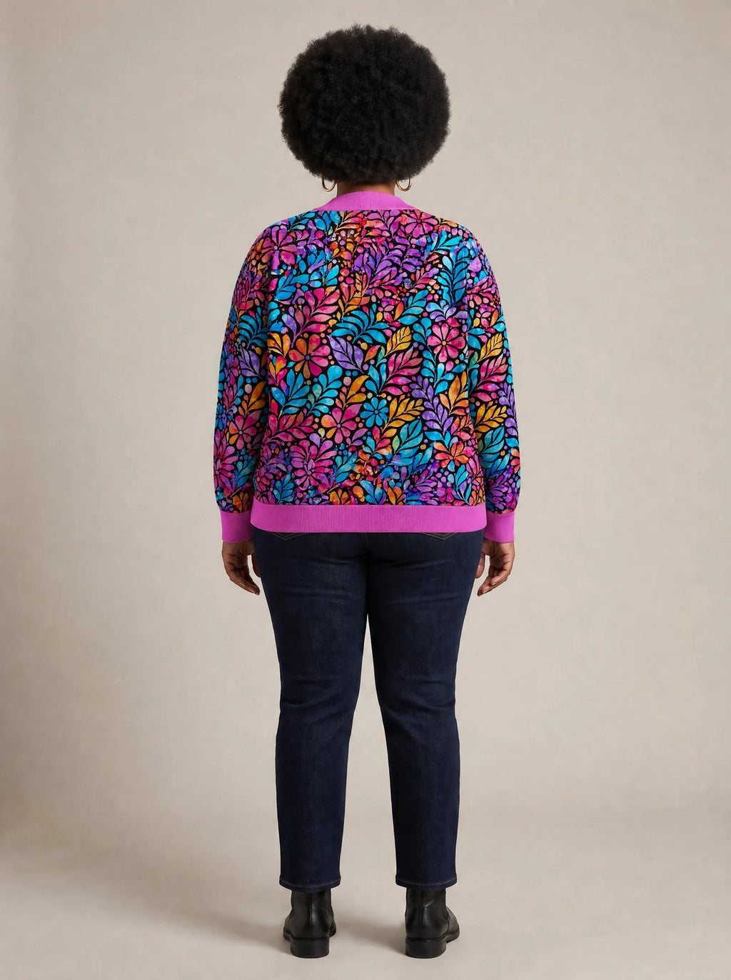 "Rangi" Cardigan — back view on model