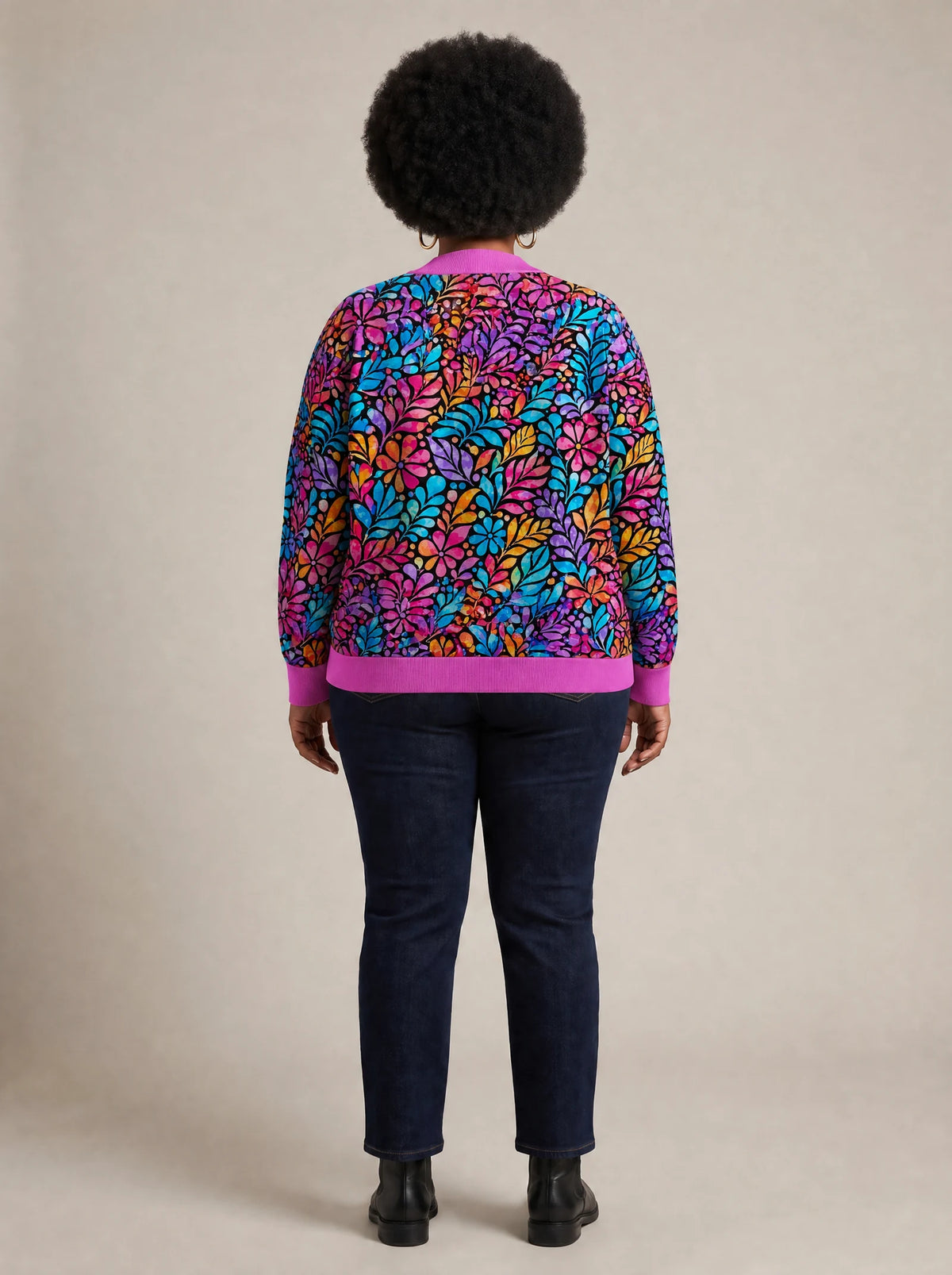 "Rangi" Cardigan — back view on model