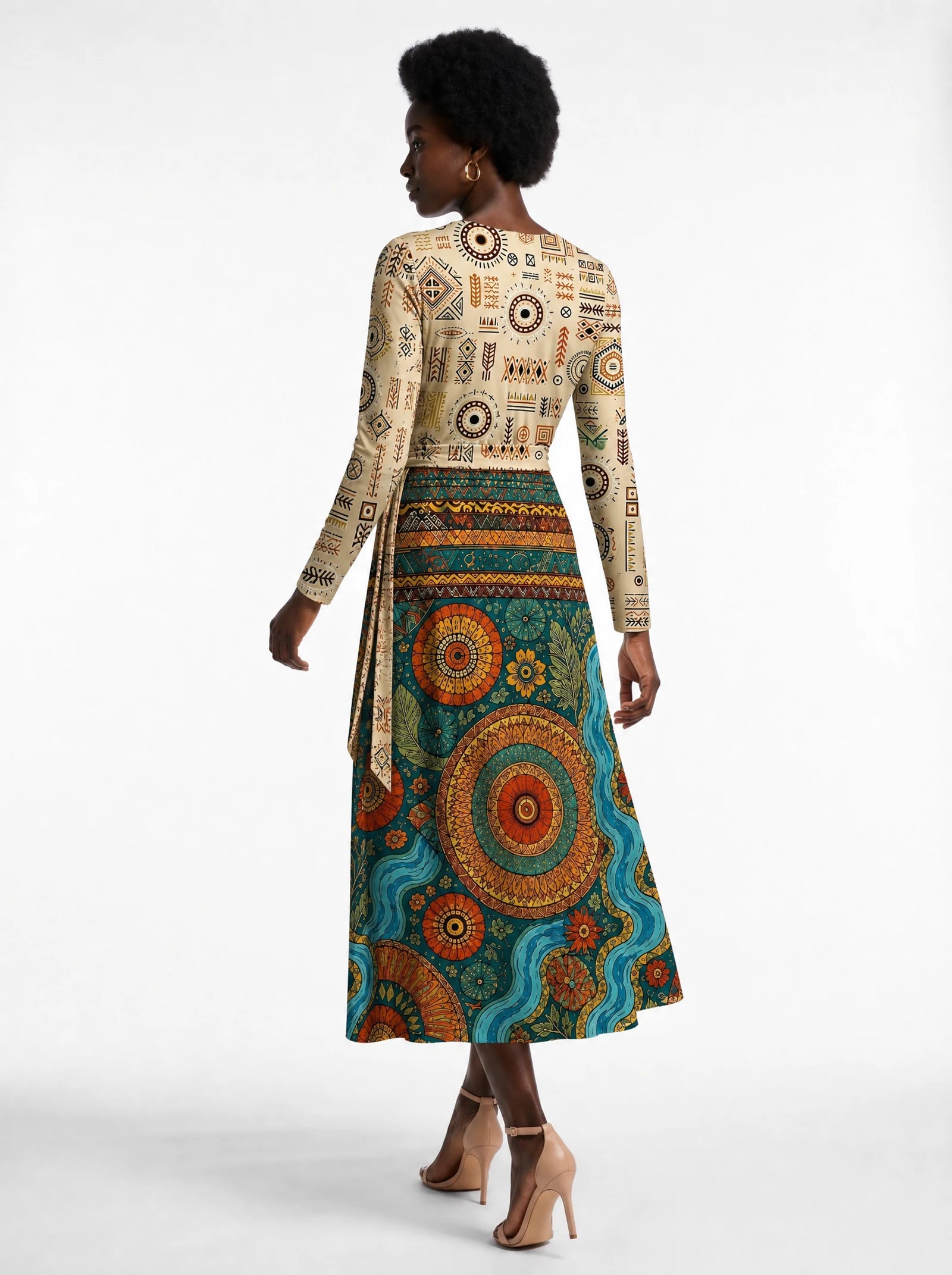 "Mto" Viscose Midi Dress — back view on model