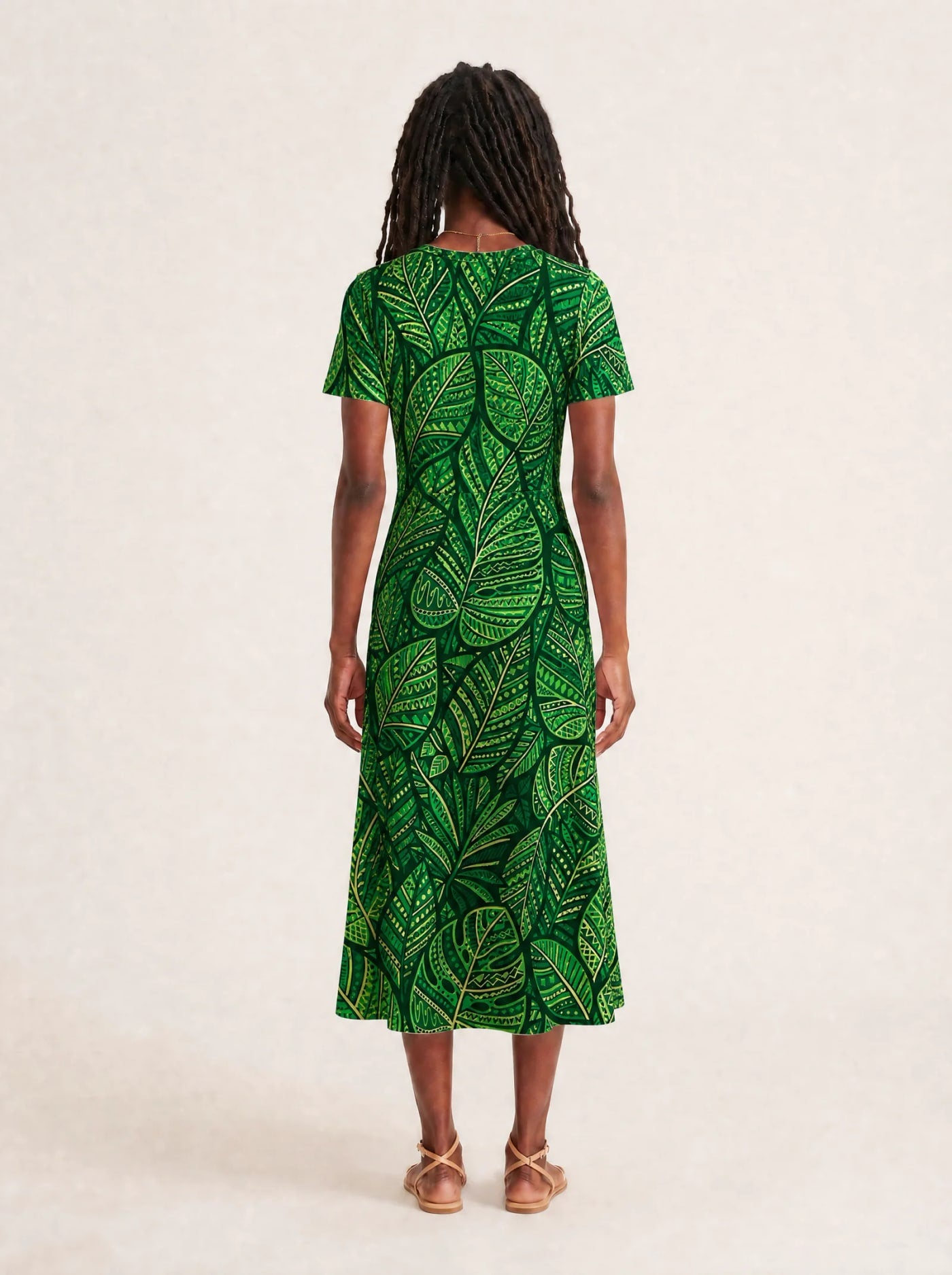 "Asili Emerald" V Neck Midi Dress Promo