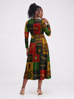 "Kumbuka" Viscose Midi Dress — back view on model