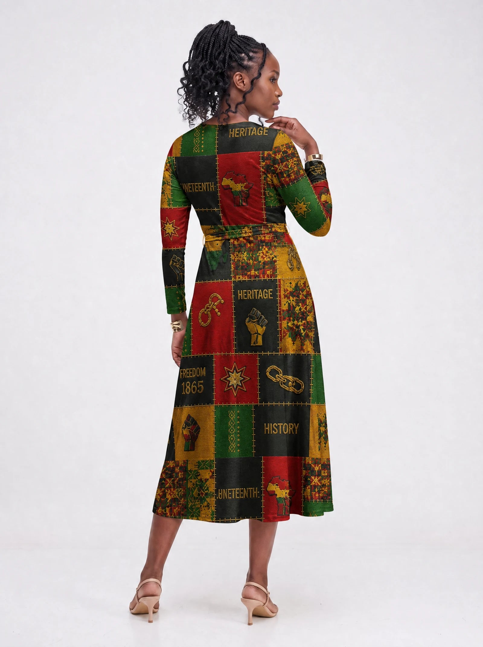"Kumbuka" Viscose Midi Dress — back view on model