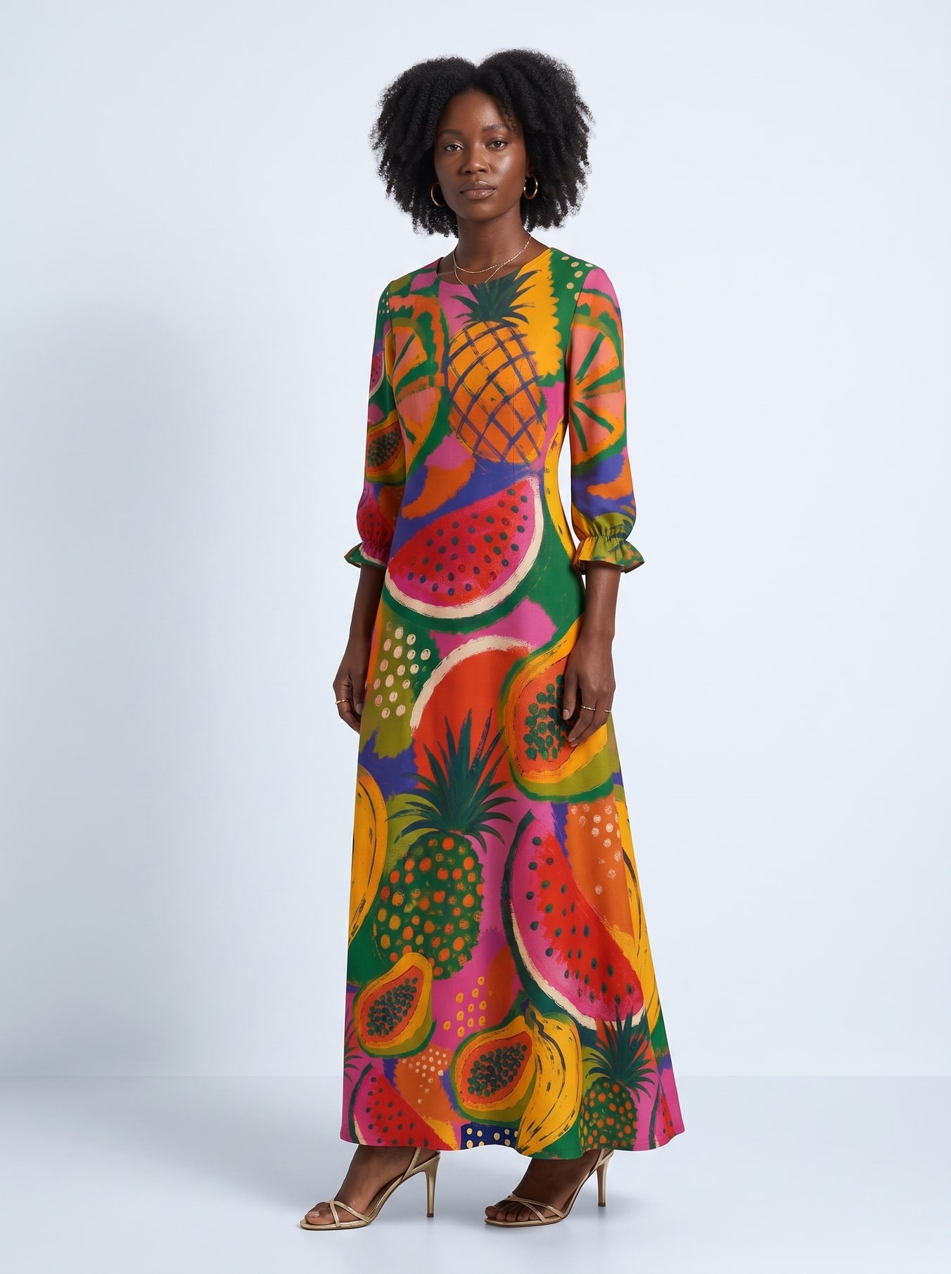 "Matunda" Long Sleeve Maxi Dress